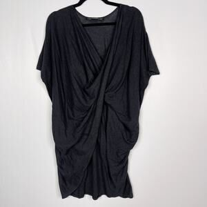 Allsaints Womens Small Dark Gray Itat Reversible Tee Sweater Short Sleeve Twist